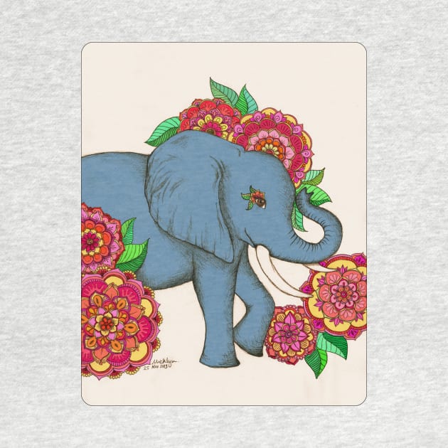 Little Blue Elephant in her secret garden by micklyn